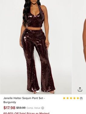 Fashion Nova Burgundy Sequin Flare Pants